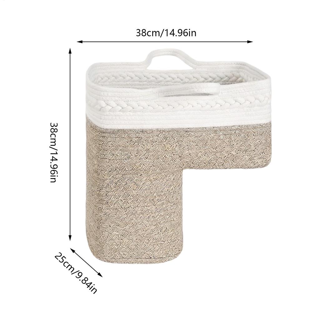 

Cotton Rope Stair Basket Staircase Laundry Organizer Storage Hamper For Clothes Toy Home Living Space Corner Stairway Decoration