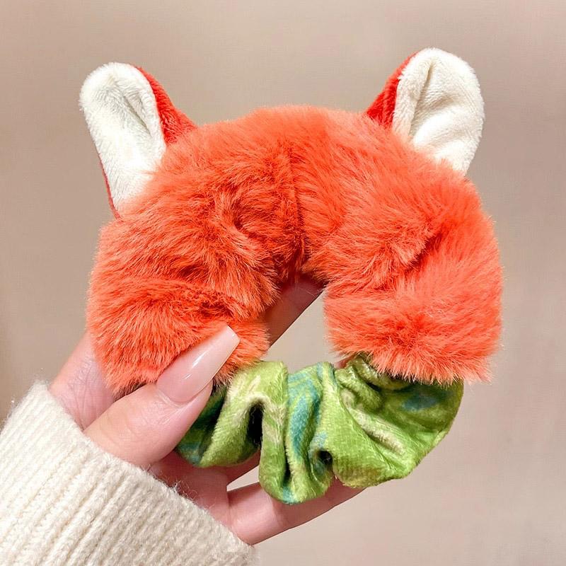 1-20PCS Cute Fox Bunny Ear Plush Elastic Hair Ties Women Girls Ponytail Hair Bands Hair Accessories Girls Gift Easter Gift