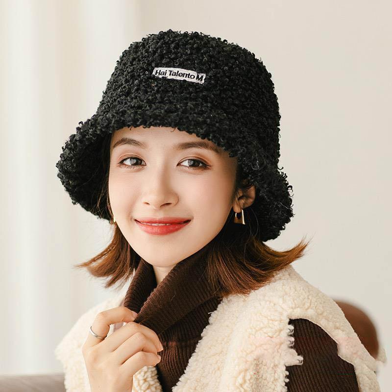 

Модная универсальная рыбацкая шапка из овечьей шерсти, женская осенне-зимняя теплая плюшевая шапка для бассейна One size