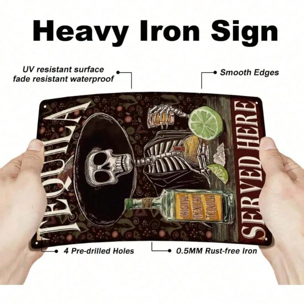 Metal Poster Wall Art, Vintage Skull Tin Sign, Bar Pub Decor