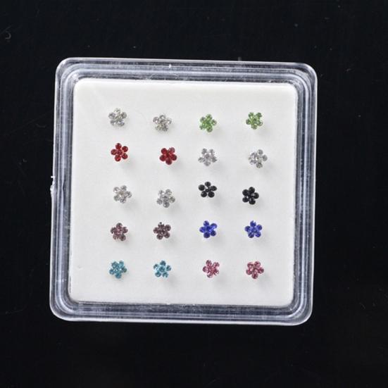20 Teile/schachtel Frauen Blume Strass Versilbert Nase Stud Body Piercing Schmuck