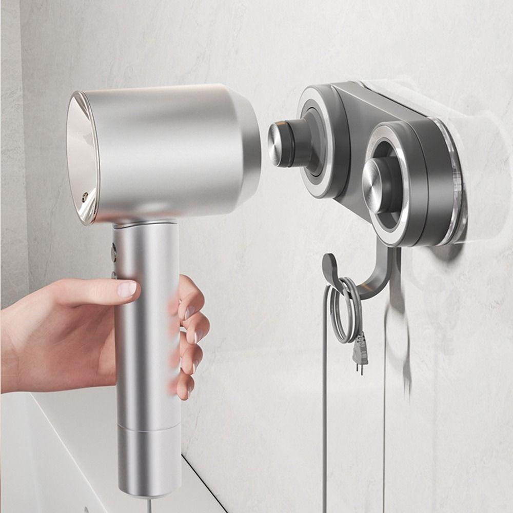 Space Saving Suction Cup Hair Dryer Storage Rack High-Speed Blow Dryer Holder  Bathroom