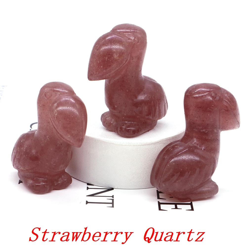 Hand Carved Healing Animal Figurine Toucans Statue Natural Stone Crystal Reiki Gemstone Craft Home Decoration Holiday Gifts 1.6"