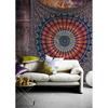 VIKAMA Böhmischer Stil Wandteppich mit Farbverlauf Design Nordische Luxus Wohnzimmer Sofa Akzentwand Baumwoll-Leinen-Mischung