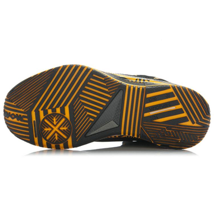 Li Ning WOW 2 Cushioning Abrasion Resistant Rebound Low top Basketball Shoes Men's Black Yellow ABAH017-6