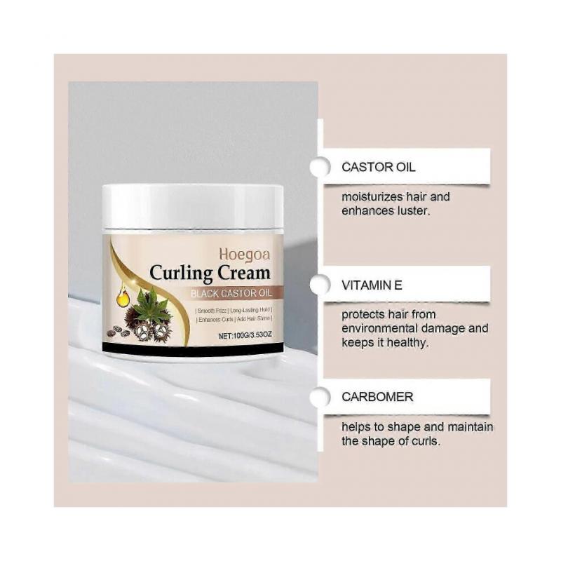 Hoegoa Castor Oil Curly Hair Double Eyelid Cream Keep Shine Stereotype Modeling Curly Hair Natural Refreshing Hair Care