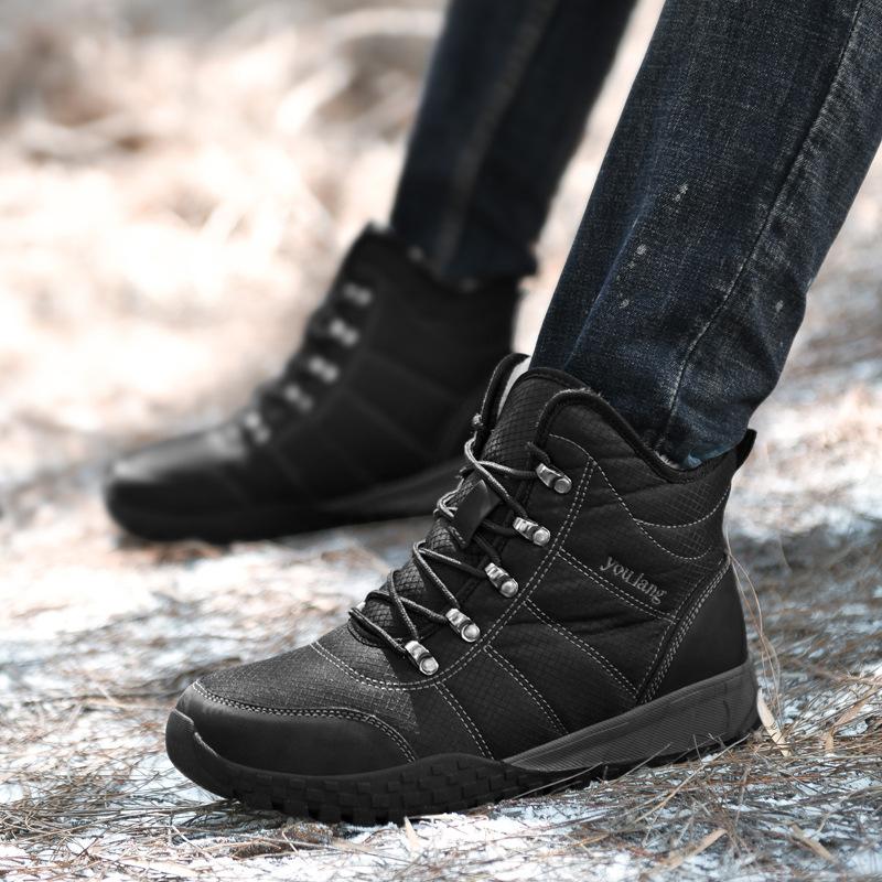 Winter new large size couple high top snow boots velvet warm tarp outdoor men's shoes
