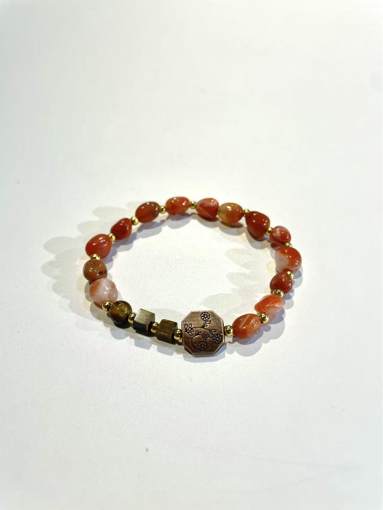 Nanhong Agate Bracelet - Minimalist Chinese Style with Ancient Design, Perfect for Birthday Gifts