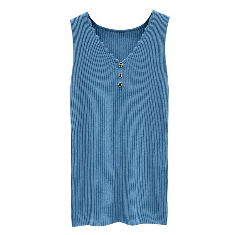 Large Women's Ice Silk Knit V-Neck Camisole: Summer All-Match Sexy Sweater Top