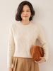 Women's Cozy Cable Knit Cashmere Sweater: Soft, Loose, Round Neck Pullover for Autumn/Winter