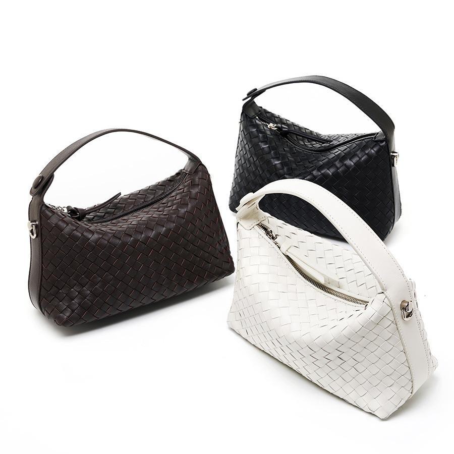 2024 Genuine Leather Woven Dumpling Bag - Sheepskin Chain Messenger Pillow Handbag for Women