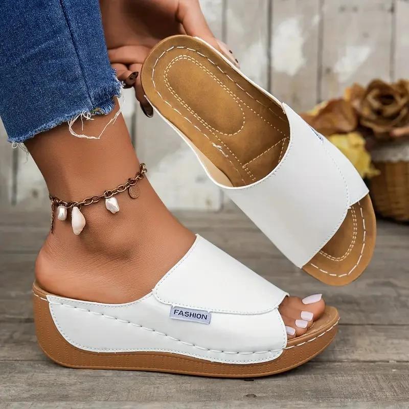 Fashion 2025 Women Slippers Footwear Casual Summer Anti-slip Women Shoes Comfortable Luxury Slippers Heeled Wedges Sandals Slides Women