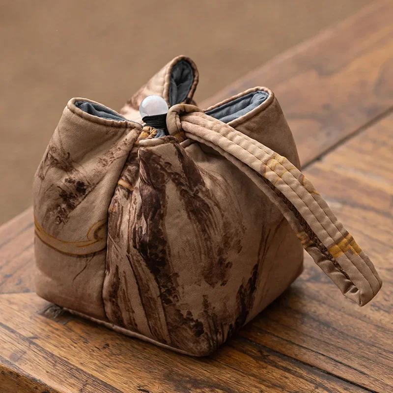 Travel Teaware Storage Bag Outdoor Camping Portable Teacup Pouch Tea Ceremony Accessories Vintage Jewellery Organiser Bags