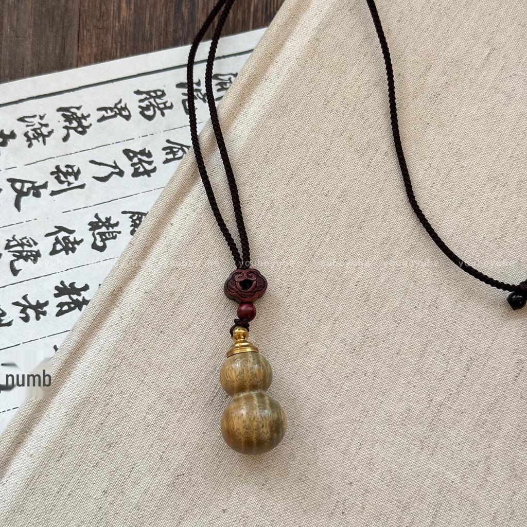 Sandelholz Kürbis Herz Lange Halskette - Retro Ethnischer Stil Damen Anhänger und Pulloverkette