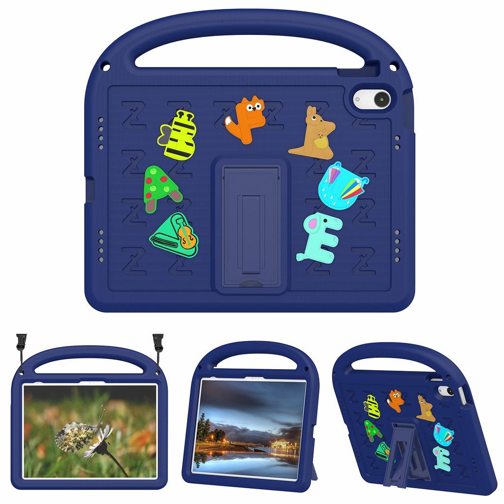 For iPad (2025)/10.9 (2022) Case with Strap EVA+PC Kickstand Tablet Cover Cartoon Design
