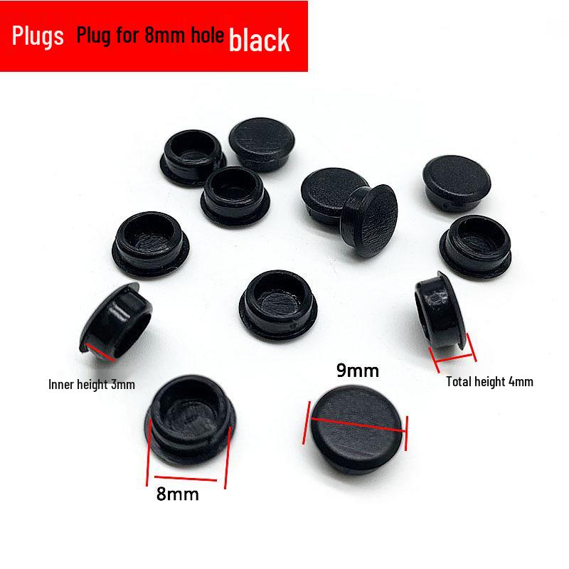 Набор черных и белых пластиковых заглушек для отверстий (5-16mm) с винтами для мебели