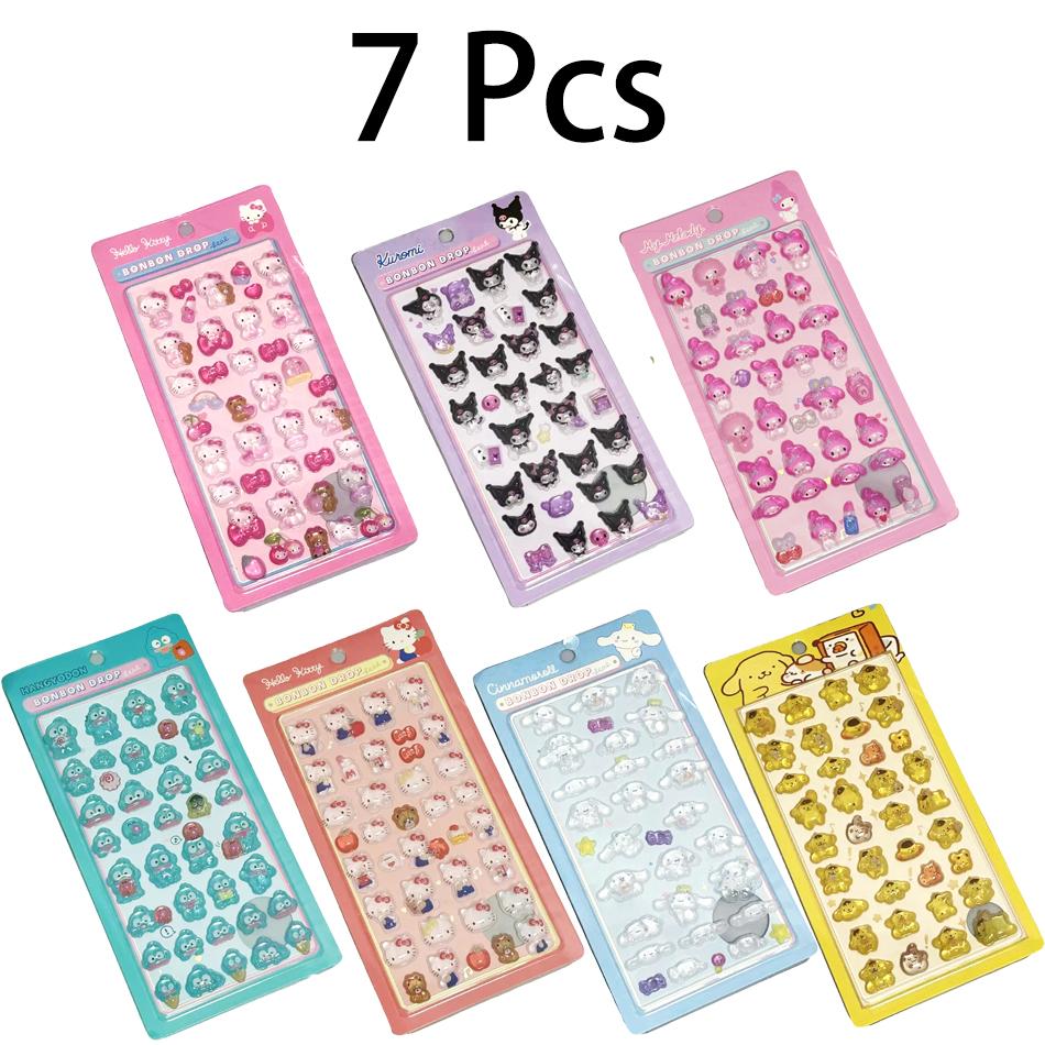 Wholesale Anime Sanrio Hellokitty Kuromi Hangyodon Cinnamoroll 3Dtransparent Jelly Sticker Crystal Decorative Stickers Toys
