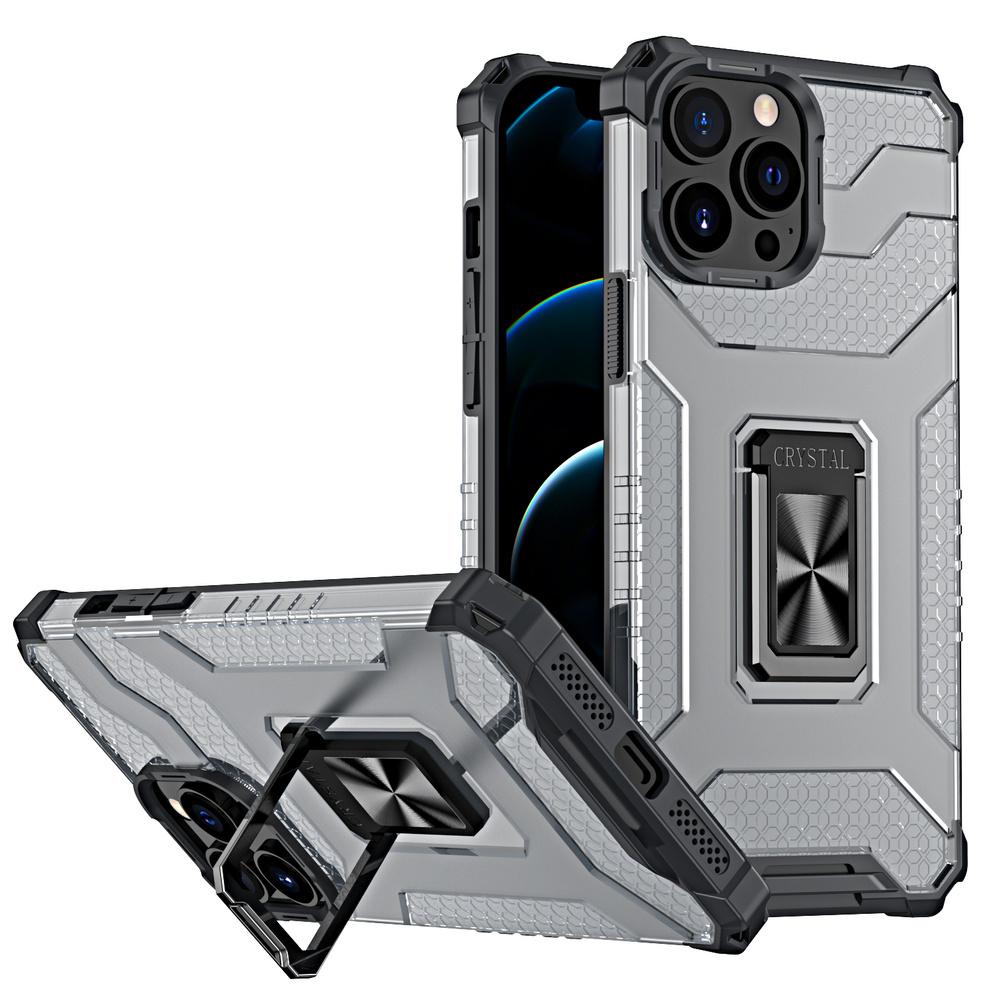 iPhone 12 Pro Black Hybrid Armor Case with Magnetic Mount and Crystal Clear Ring