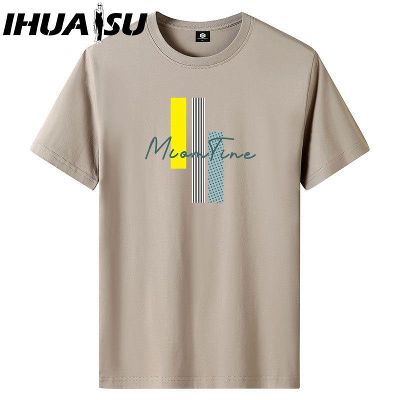 IHUASU Kurzarm-T-Shirt aus Baumwolle für Herren, modisch, lockeres Halbarmhemd, bedrucktes mitfühlendes Hemd