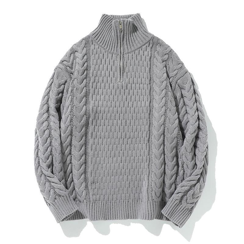 Autumn Winter Crew Neck Wool Cable Knit Sweater - Couple Horse Design, Trendy and Versatile