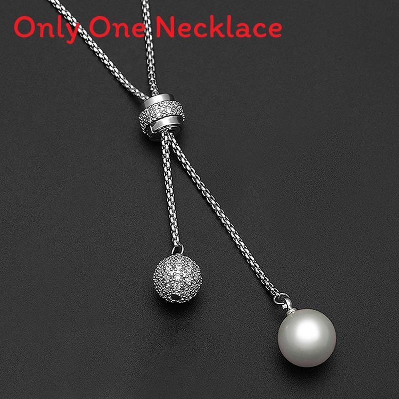 

Summer Long Chain Jewelry For Women With Pearl Tassel Pendant And Geometric Design