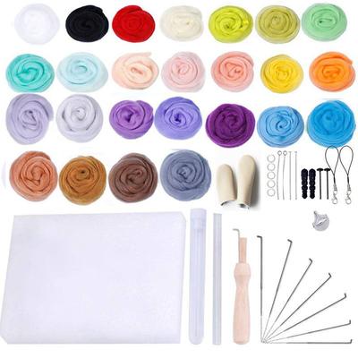 Nadelfilzset in 25 Farben, Wollfilzwerkzeuge, handgefertigtes Filznadelset, Filzstoffmaterialien, Zubehör
