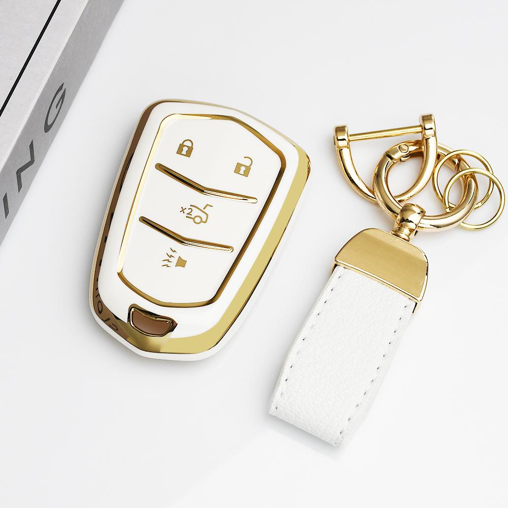 4/5 Buttons Shell Fob Holder Tpu Car Key Cover Case For Cadillac Ats Ct6 Cts Dts Xt5 Escalade Esv Srx Sts Xts Elr 2014 -