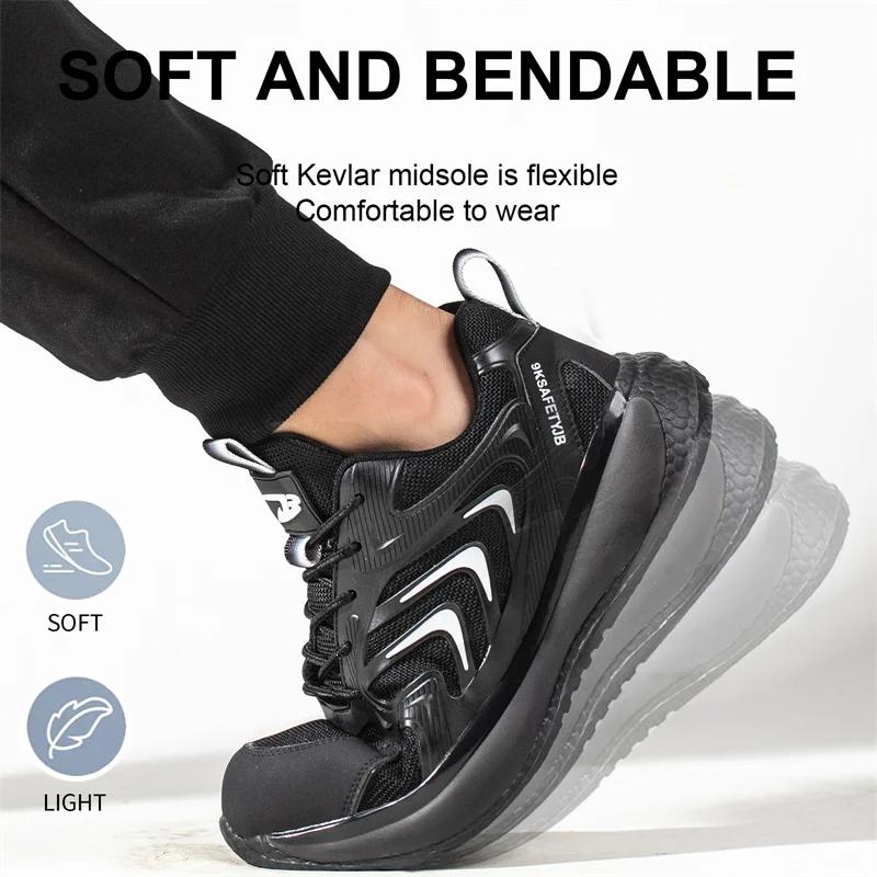 Reflective Indestructible Safety Shoes Men Work Sneakers Light Security Boots Men Puncture-Proof Work Boots Steel Toe Shoes