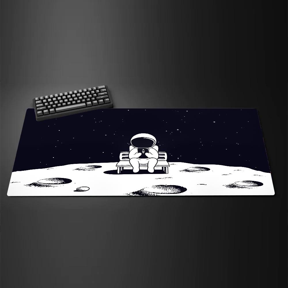 Space rocket large Mouse Pad Desk Mat Gaming mats NonSlip Stitched Edge Keyboard Extended pad Computer mouse pads office rug
