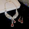 Exquisite Rhinestone Water Drop Tassel Necklace & Earring Set - Luxurious European & American Style