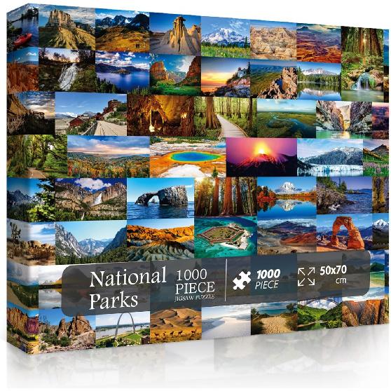National Parks Puzzle for Adults 1000 Pieces, Landscape Nature Puzzle as National Parks Wall Decor, American Scenery Mountain Jigsaw Puzzle Including