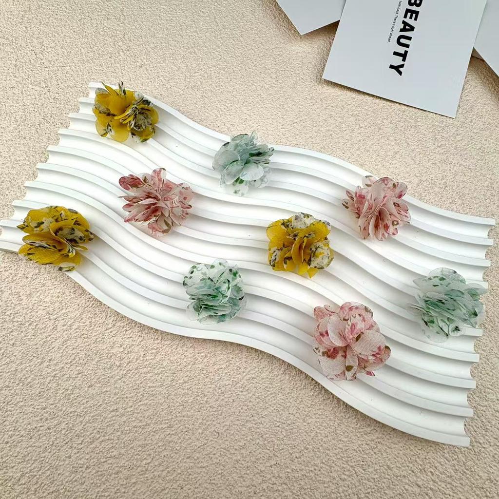 Hand-Sewn Retro Floral Jewelry Fabric DIY Stud Earrings