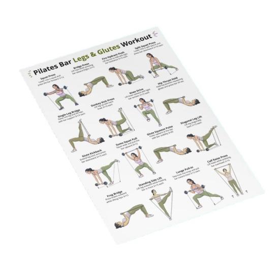 3ks Pilates tyč Plné tělo Cvičení Plakátová sada Noha Bok Paže Záda Postura Cvičební tabulka pro domácí posilovnu Laminované Fitness