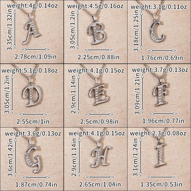 Shiny Rhinestone A-Z Letters Necklace Alphabet Initial Pendant Women Men English Letter Trendy Jewelry Gift