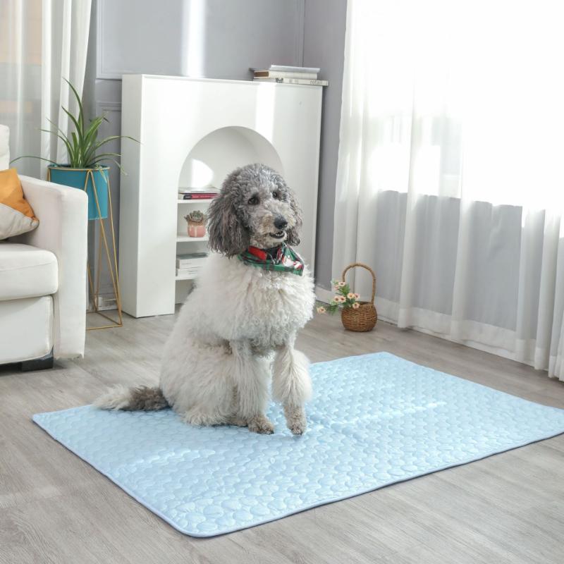 Cooling Pet Mat for Dog Cat Summer Ice Silk Sleeping Pad Non-Slip Washable Anti-Bite Keep Cool Comfortably for Home & Travel