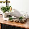 Transparent Turtle Tank Dry Wet Separation Plastic Crab Tank Basking Area with Climbing Spot Turtle Breeding Box