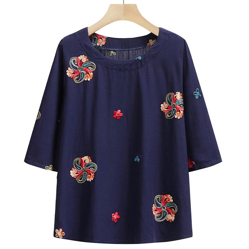 Stylish Summer Seven-Sleeve Top Set for Middle-Aged and Older Women