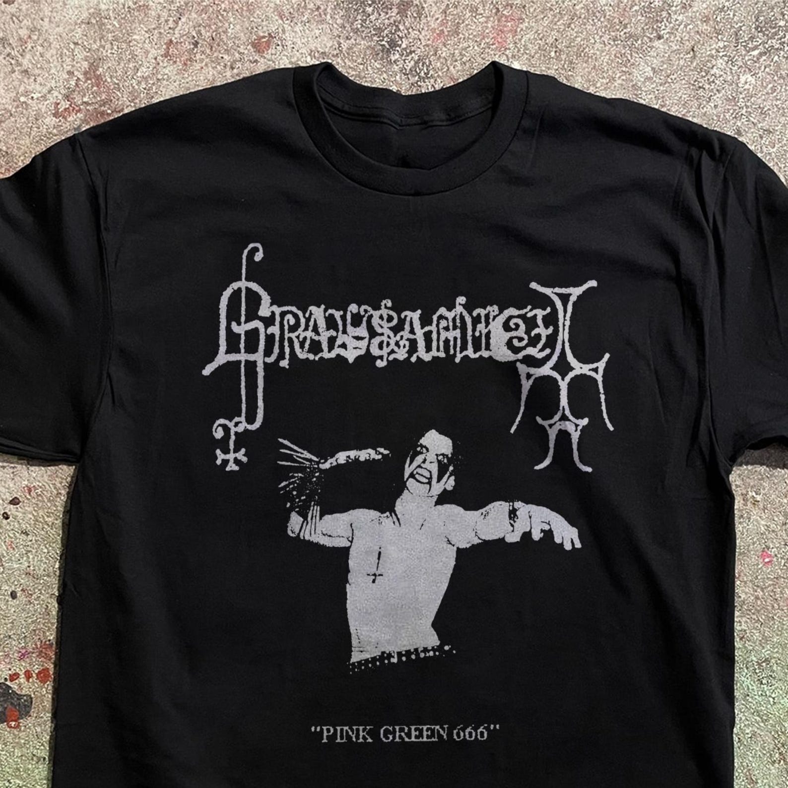 Grausamkeit Pink Green 666 Black Metal Shirt, German Underground Tee L