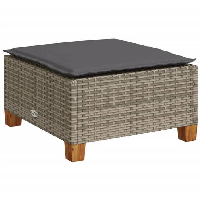 VidaXL Garden Stool and Cushion Grey 63.5x56x32 Cm Wicker 365912