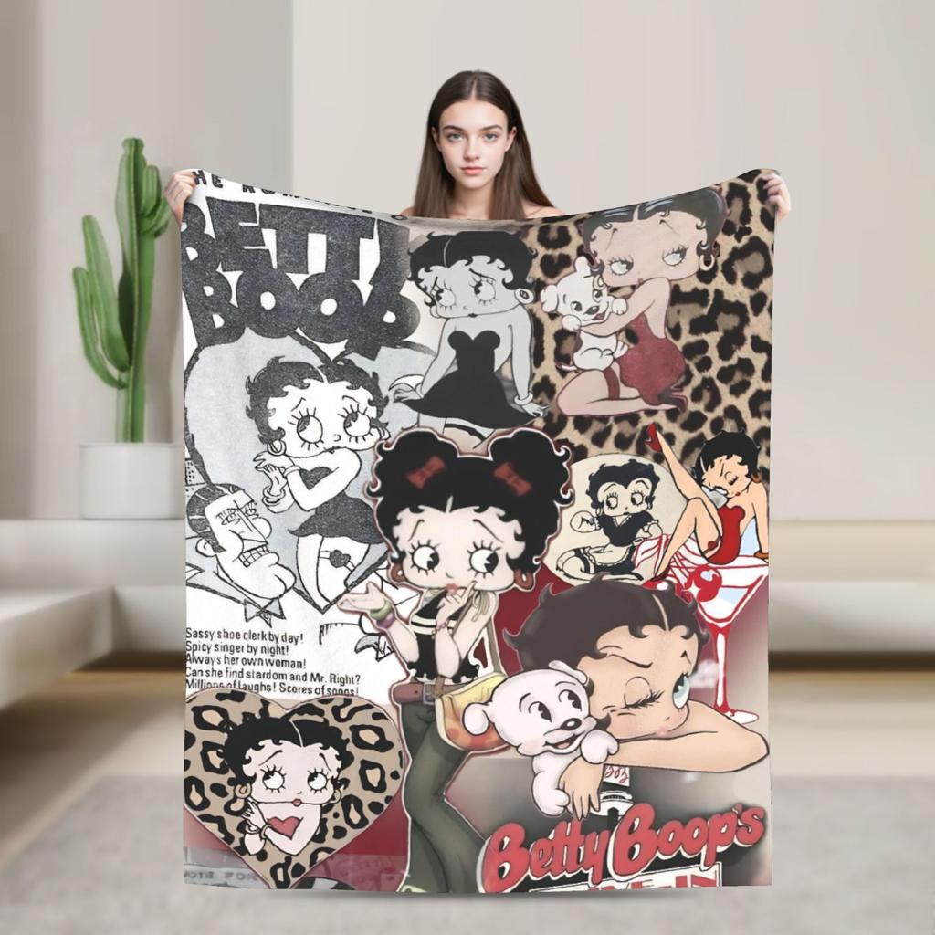 B-Bettys Boops Throw Blanket for Couch  Soft Fuzzy Plush Blanket 50x60 Inch Multi-size Bedspread for All Seasons