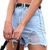 Women's Fashion Casual High Waist Torns Solid Color Jeans Shorts