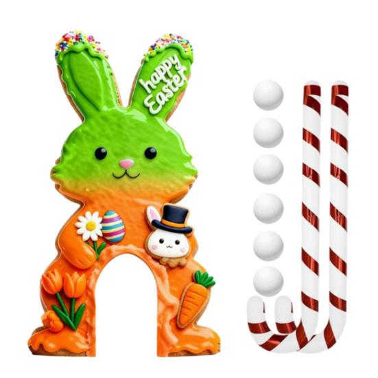 Paskalya Golf Oyunu Seti Mini Tavşan Golf Sahası Şeker Kamışı Sopası ve Toplarıyla Çocuklar Yetişkinler İçin Eğlenceli İç Mekan Dış Mekan Parti Oyunu Aile Toplantı Odası Dekorasyonu
