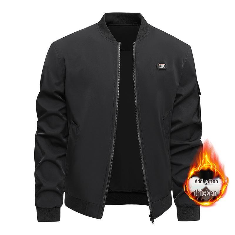 2025 Men's Spring/Autumn Baseball Jacket - Thick, Warm, Plus Size Outerwear