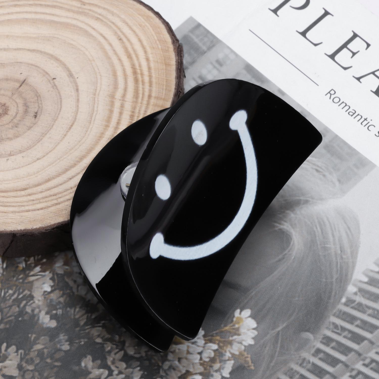 

1 шт. Новый головной убор-заколка для волос из акрилового материала в форме смайлика, заколка для волос на затылке, заколка-краб для волос