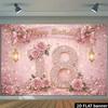 2D Pink 18th Birthday Backdrop Photo Booth Props with Sparkles