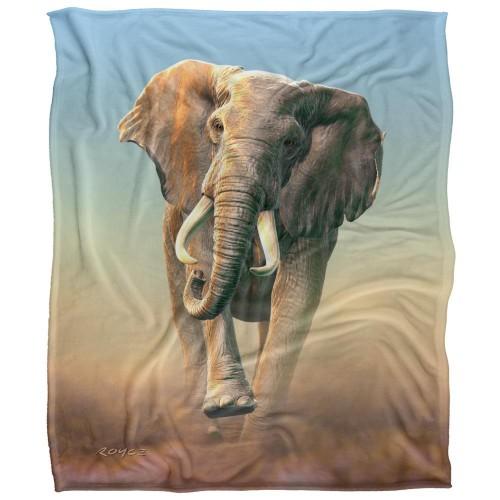 Royce McClure Charging Elephant Silky Supersoft Blanket
