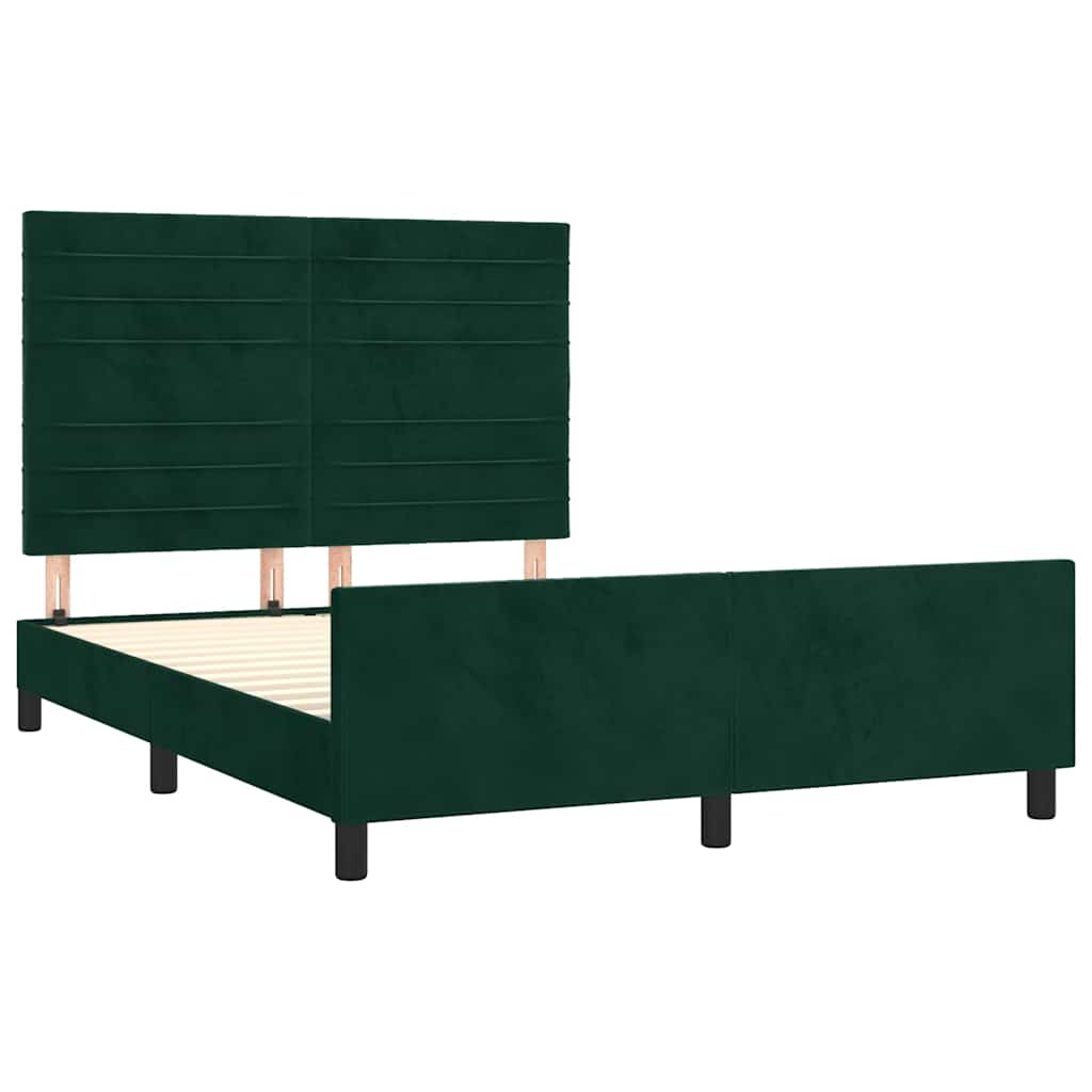 Bed Frame without Mattress Dark Green 140 x 190 cm Velvet