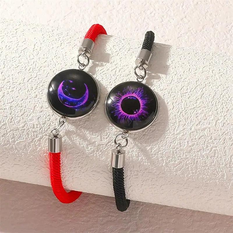 

2 шт./набор Браслеты из нержавеющей стали для пар Для женщин Влюбленным Светящийся Шарм Солнце Луна Веревка Дружба День святого Валентина Ювелирный подарок