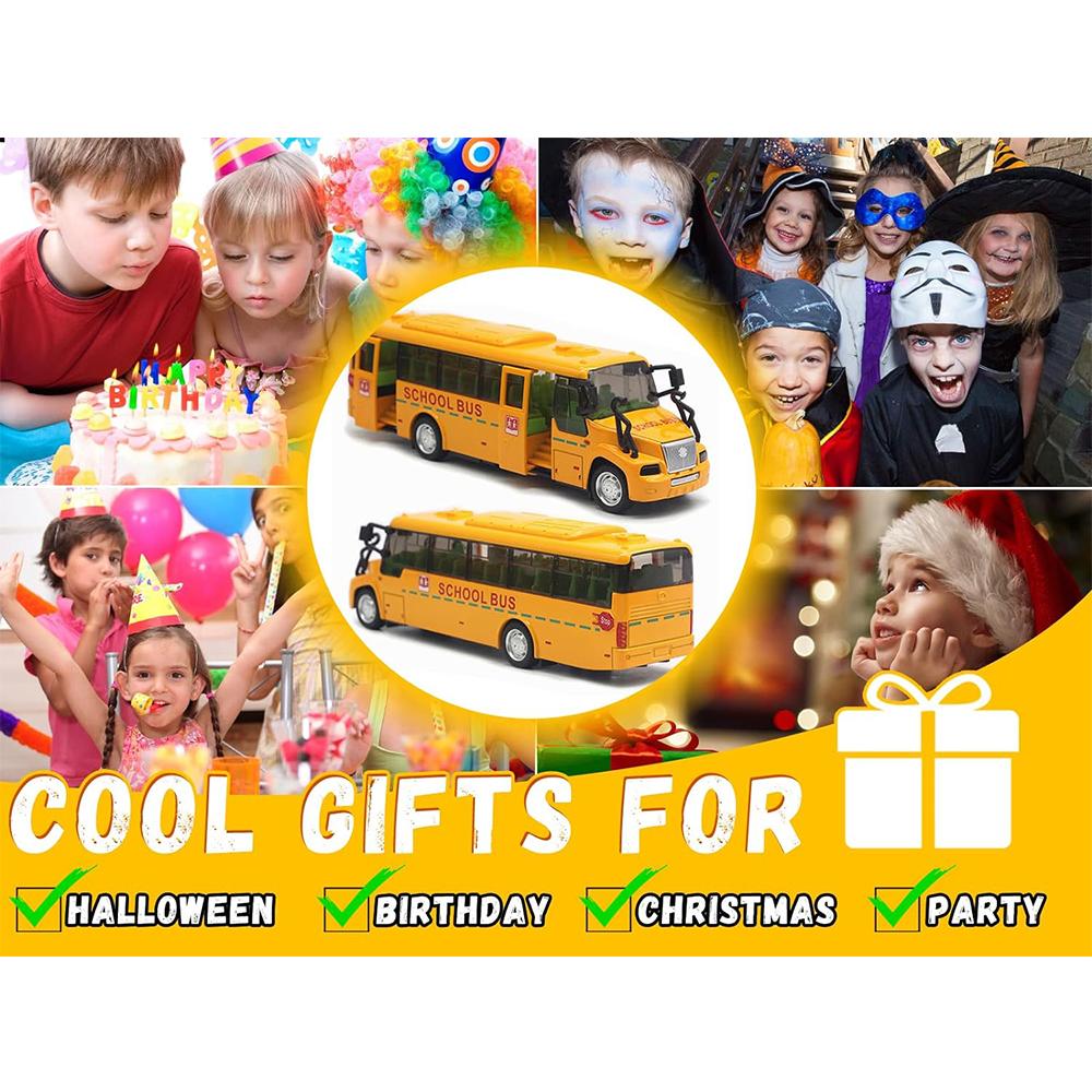1/32 Model School Bus, Casting Alloy Openable Door Toy Car with Lights Sounds Fuel System Parts for Boy Girl Combustion Engines Parts