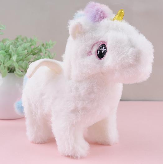 Promotional Gift Electric Unicorn That Can Cry Walk Wag Stuffed Animals Plush 21cm